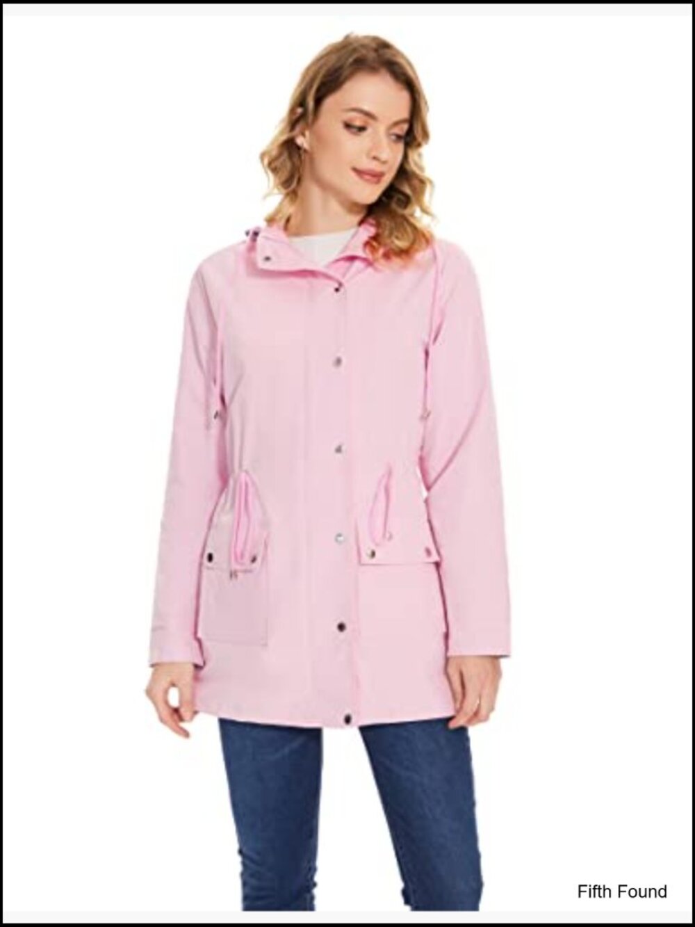 Women's Waterproof Rain Jacket Lightweight Hooded Trench Coat Windbreaker - Picture 3 of 7